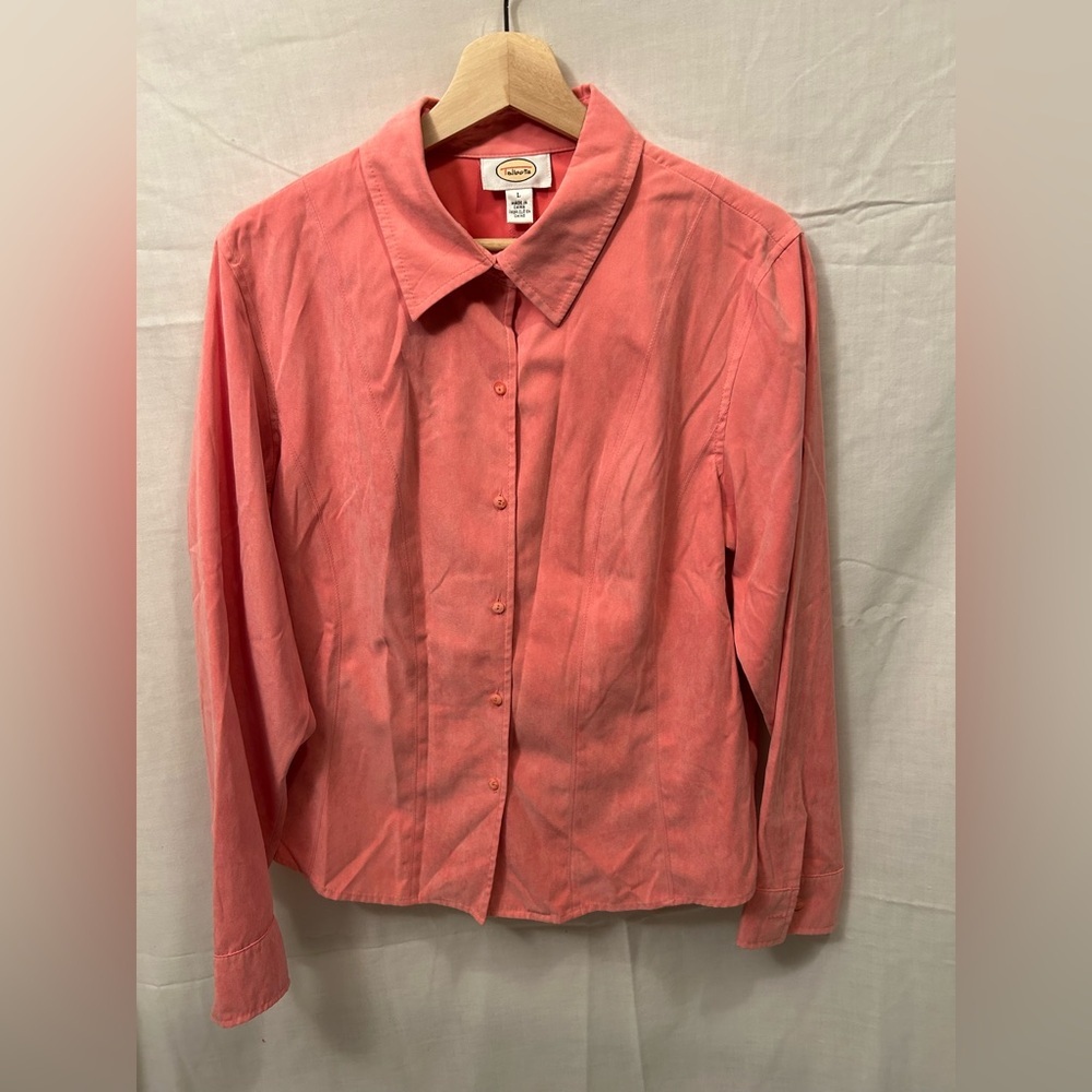 Vintage Talbots Coral Soft light suede-feel Button-Front Women's Shirt